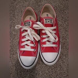 Converse Women's Platform Red Low Top Sneakers with White Toe